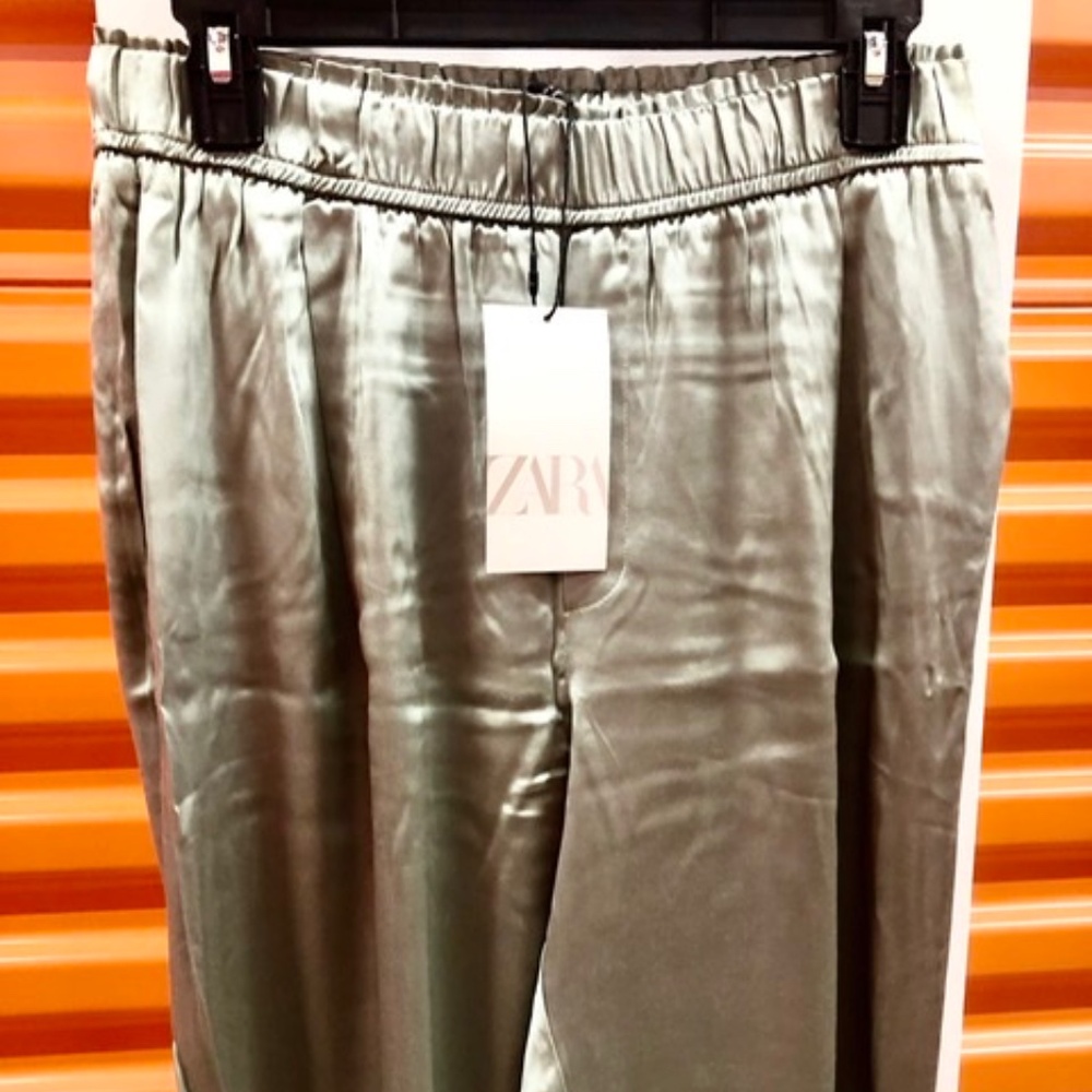 💚💚💚 ZARA Satin Silky Jogging Track Pants, M, NWT